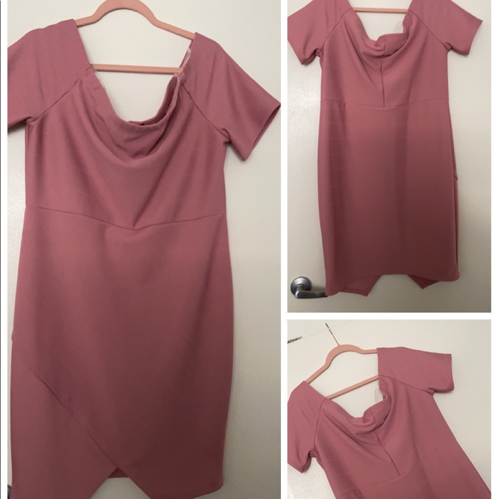 Blush Pink/Mauve off the shoulder midi dress